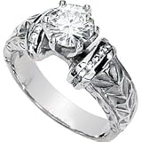 Classy! High Fashion! Women's 14k White-gold Moissanite & Diamond Engagement Ring