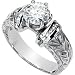 Classy! High Fashion! Women's 14k White-gold Moissanite & Diamond Engagement Ring