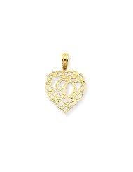 The Victoria Heart Script Initial Pendant in 14k Yellow Gold, Letter D