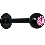 Black Plated Titanium Pink Gem Labret Monroe