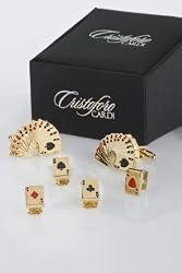 Casino Cufflinks & Studs - Casino Cards Golden Setting