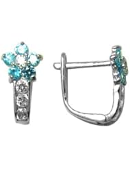 March Birthstone Flower Gemstone Huggie Earrings 925 Sterling Silver With Secure Lever Back - Jewelry At Cost