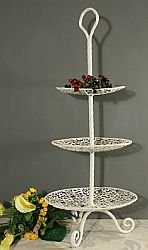 CREAM METAL FLORAL THREE TIER CAKE STAND
