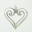 Open Design Double Heart Pendant or Charm in Sterling Silver, #9034