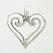 Open Design Double Heart Pendant or Charm in Sterling Silver, #9034