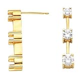 14K White or Yellow Gold Three-Stone Diamond Earrings - 0.30 Ct., 0.50 Ct., 0.66 Ct., 1.00 Ct., 1.50 Ct. or 2.00 Ct. (ALSO AVAILABLE WITH GEMSTONES)