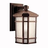 Kichler Lighting 9718PR Cameron 1-Light Incandescent Outdoor Wall Mount, Prairie Rock with White-Etched Linen Glass, 11-Inch