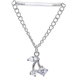 Invisible Bioplast Crystalline Cherry Sterling Chain Drop Nipple Shield