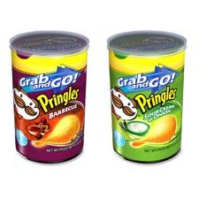 Marjack Products - Pringles, 2.61 oz., 12/CT, Barbeque - Sold as 1 CT - Pringles Grab and Go Potato Crisps are the perfect size for snacking on the run. Serving of crisps contains zero grams of trans fat and cholesterol. 2.61 oz. container is resealable a