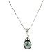 Sterling Silver 9-10mm Tahitian Pearl Pendant with Chain
