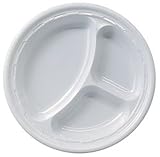 Dart 10CPWF Famous Service Impact 10-1/4-Inch Diameter Plastic White 3 Compartment Plate 125-Pack (Case of 4)