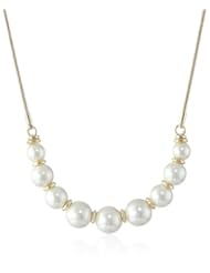 Napier "Tailored Pearl" White Pearl Frontal Necklace, 19"