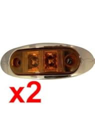 Automotive Parts and Accessories: Pair 2" AutoSmart KL-15114AE Amber Oval LED Clearance/Side Marker Light with Chrome Bezel for TRUCK TRAILER - KT