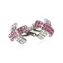 Silver Pink Crystal Cross Cufflinks with Gift Box