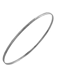 14 Karat White Gold 2-mm Diamond-cut Slip-on Bangle