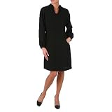Ellen Tracy Long Sleeved V Neck Crepe Dress
