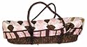 Moses Basket Set: Prep School Pink. Chocolate Moses Basket (Mbc), Pink Mattress Cover (Mbmc-P), Prep School Pink Moses Basket Bumper (Mbb-Psp).