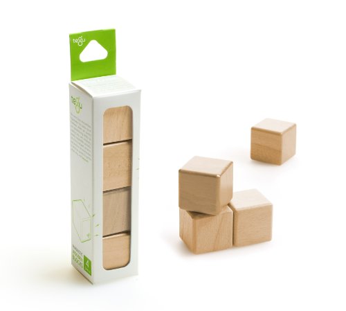 4 Piece Tegu Magnetic Wooden Block Cube Set, Natural