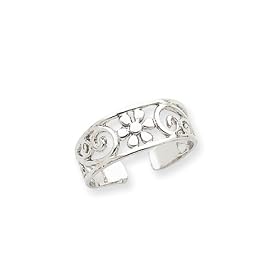 Floral Toe Ring in 14 Karat White Gold