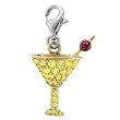 14K Two-Tone Gold Yellow Sapphire Martini Charm with Ruby Accent