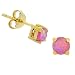 Simulated Pink Opal 24k Gold Vermeil Stud Earrings