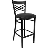 HERCULES Black ""X"" Back Metal Bar Stool with Black Vinyl Seat - XU-6F8BXB ....
