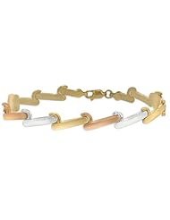 14K Tri Color Yellow White Rose Gold Hollow 8.0mm Wide Bracelet