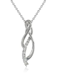 Silver Diamond Accent Twist Journey Pendant Necklace ( I-J Color, I3 Clarity), 18