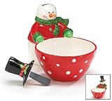SNOWMAN BOWL & SPREADER Polka Dot design Christmas