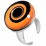 Akuamarina Swirling Murano Glass & Sterling Silver Open Ring black/orange