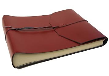 Positano Burgundy Hand Brushed Italian Leather Photo Album, Classic Style Pages (32cm x 25cm)