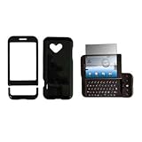Black Snap-On Cover Hard Case Cell Phone Protector + LCD Screen Protector f ....