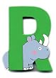 Wooden Rhino Letter R Magnet by The Toy Workshop