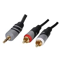 5m 3.5mm Stereo Jack to Twin RCA/Phono Audio Cable ~ Superior Quality ~ Analogue ~ 24k Gold Plated ~ Oxygen Free Copper (OFC) ~ Shielded ~ Stylish
