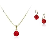 Red Crystal Gold Plated Set Used Swarovski Crystals