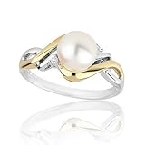 Akoya Cultured Pearl and Diamond Ring