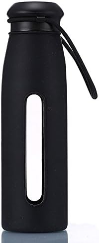 Durable Sport Glass Water Bottle with Silicone Sleeve Eco Friendly 17 Oz - Pure Tasting - Buy a Bottle, Donate to H2o for Life (Standard Black)