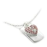 CUBIC ZIRCONIA NECKLACES - Pink Heart Key Hole Pave CZ Necklace