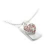 Silver Plated White Metal with Rose Swarovski Crystal Chain Pendant, Weight: 5.90gm, Size: 16" - Heart