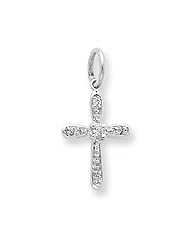 14k Gold White Gold Diamond Cross Charm