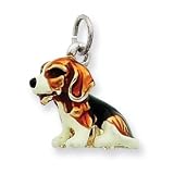 Genuine IceCarats Designer Jewelry Gift Sterling Silver Enameled Small Beagle Charm