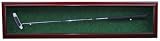 Signed Golf Putter Display Case Wall-mountable. Made custom with your choice of molding and suede matting color. UV Protective Glass added (Protects your items from fading). Includes lock and key. Dimensions: 41 Wide x 10 Tall. Weight: 10 Pounds. Featured: Mahogany Molding/Green Suede Matting. Note: Items inside the cases are NOT included. Please list at checkout your choice of molding and suede color.