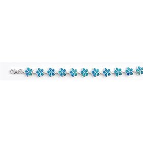 Lab Opal Bracelet STERLING SILVER .925 Blue Flower by Toltec Trading Company