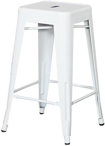 Set of 2 White Tolix Style Metal Counter Stools with Powder Coated Finish (24", White)