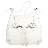 Buti White Horsebit Flap Pebble Italian Leather Bag