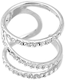 High Gloss Crystal Accent Wrap Around Open Spiral Ring