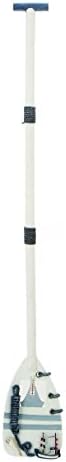 Wood Boat Oar Decorative Accent Piece, Distressed Worn Look, White Blue, Nautical Decor (55-inch)