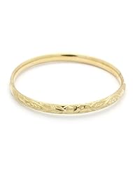 14K Yellow Gold 5mm Diamond Cut 2.5 Diameter Adjustable Bangle Bracelets