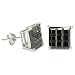 Basket Set Invisible Black Princess Cut Cubic Zirconia CZ Silver Stud Earrings
