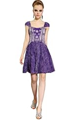 Sexy A-line Lace Backless Vintage Short Off the Shoulder Short Sleeves  Dress